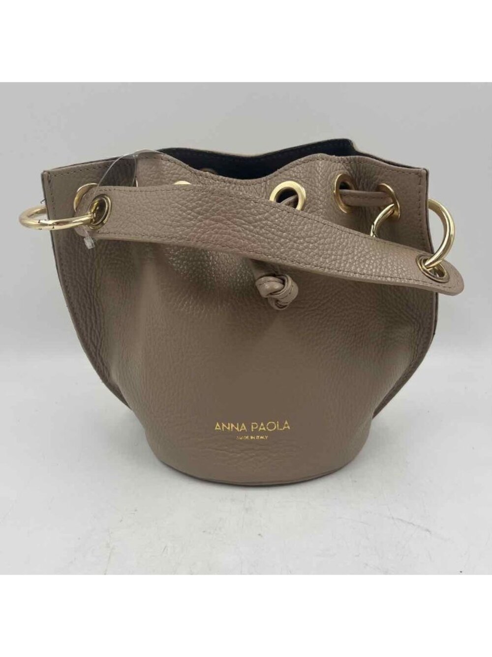 Anna Paola Bucket Style Leather Women's Tan pebbled Purse
